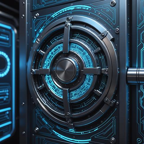 Enormous futuristic vault door standing closed